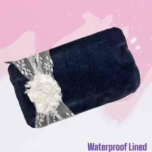 Waterproof Make Up Navy Blue Velvet White Lace